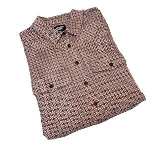 Lands End Women’s Medallion Button Up Long Sleeve Orange Nautical- M-T (10-12)